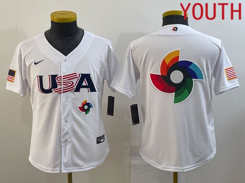 Youth 2023 World Cub USA Blank White MLB Jersey1->more jerseys->MLB Jersey